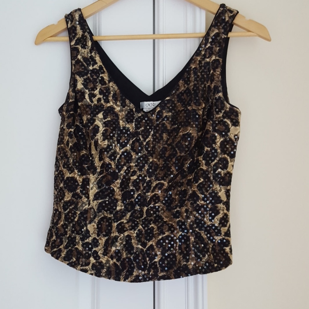 Cache sparkly animal print dressy tank